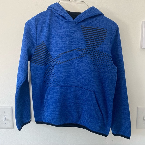 Under Armour kid fleece pullover hooded large graphic logo sweatshirt sz medium - Picture 1 of 3